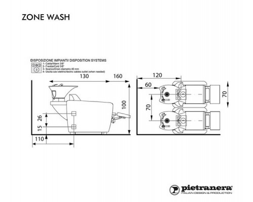 Мойка парикмахерская ZONE WASH CLASSIC - JET MASSAGE